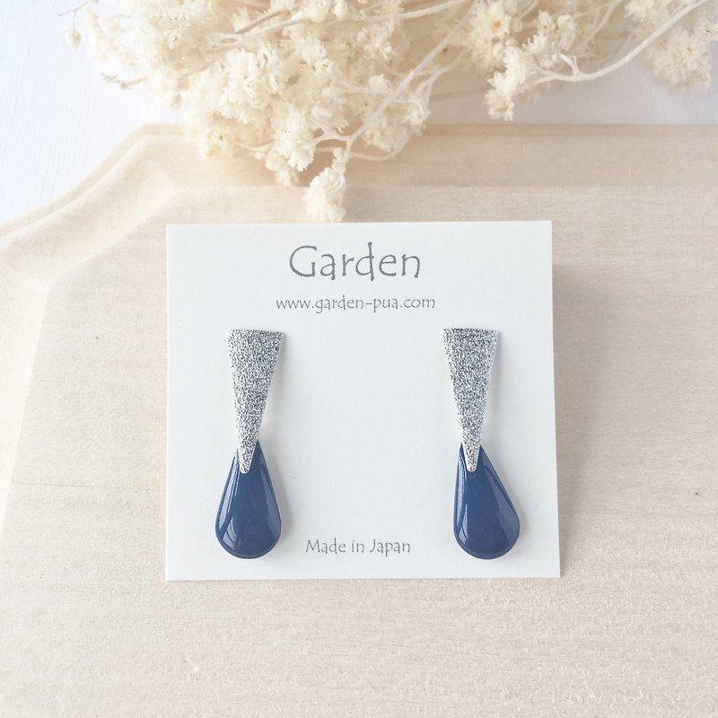 drop earrings navy (silver) - 耳环/耳夹 - 其他金属 蓝色