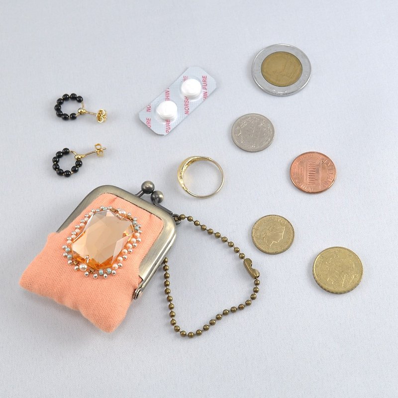 小さな小さなビジューのがま口 7 - 化妆包/杂物包 - 塑料 橘色