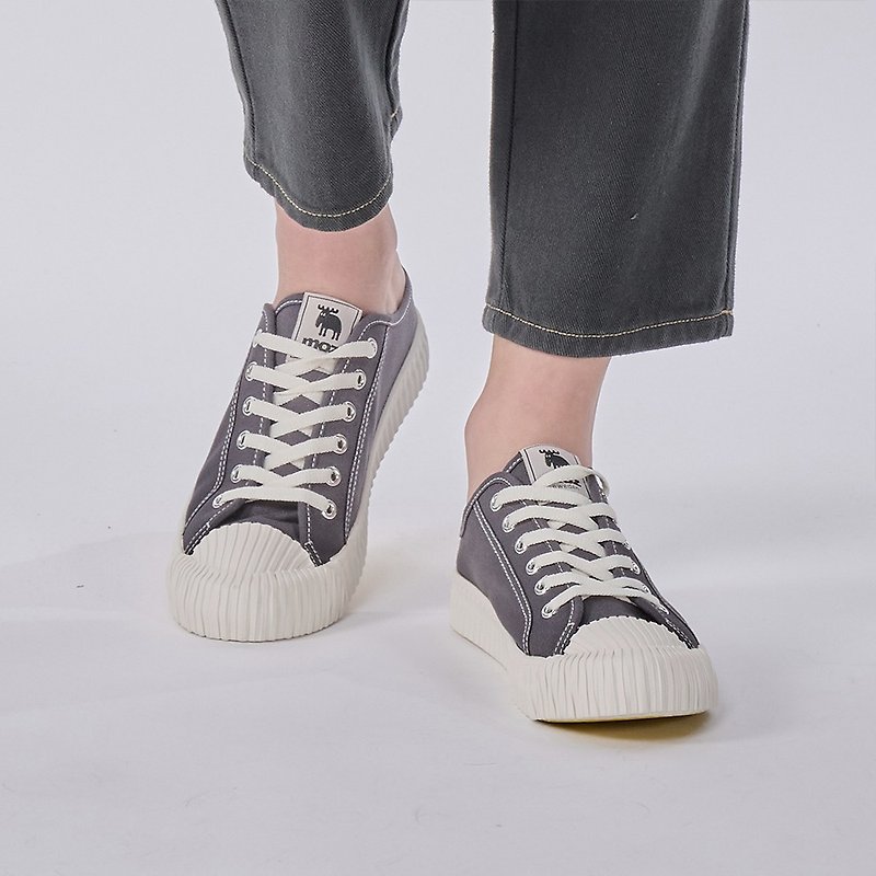 moz瑞典 穆勒拖鞋式饼干鞋(铁灰) - 女款休闲鞋 - 棉．麻 灰色