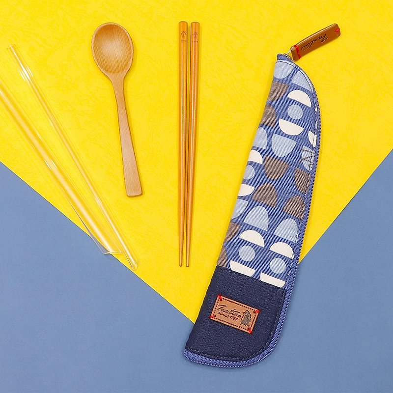 独创布花 棉麻餐具袋::蓝水玉:: (水玉迷宫)环保餐具/毕业季 - 其他 - 棉．麻 蓝色
