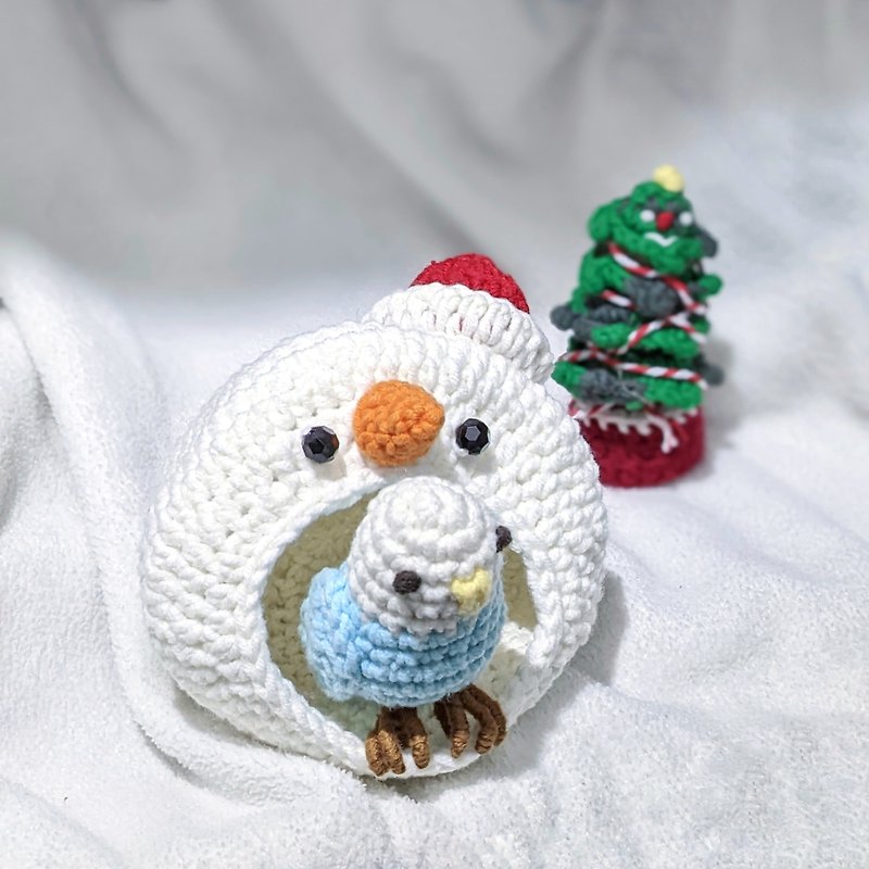 宠物拍照道具 鈎织圣诞雪人小屋 - 床垫/笼子 - 棉．麻 白色