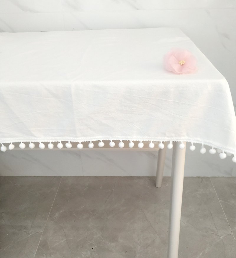 白色纯棉流苏桌布桌巾桌垫 - 餐垫/桌巾 - 棉．麻 