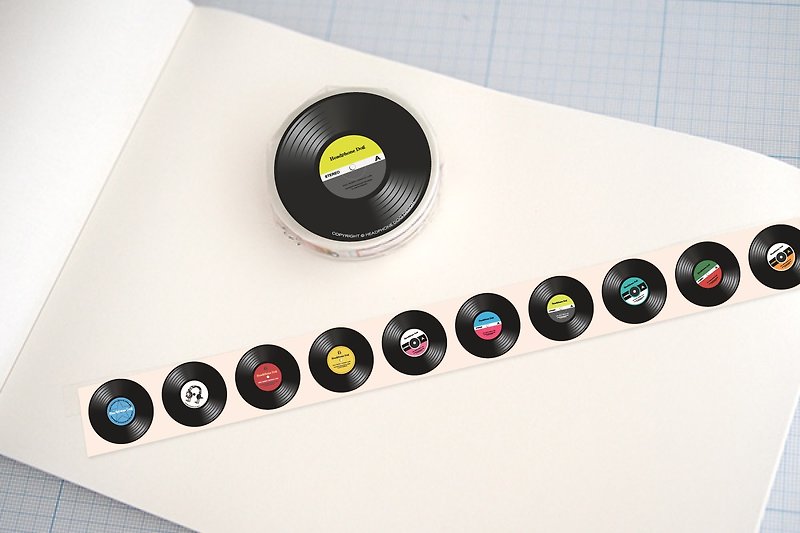 音乐黑胶唱片 纸胶带 一共有670几个黑胶唱片1.5x1000cm 日本和纸 - 纸胶带 - 纸 