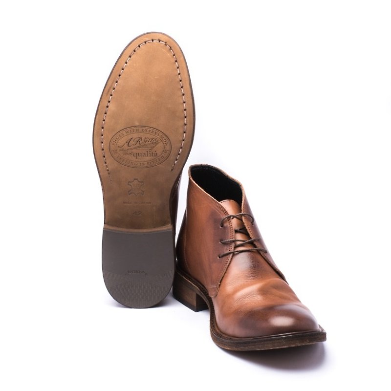 ARGIS Vibram皮革鞋底沙漠靴 #22344深咖啡 -日本手工制 - 男款皮鞋 - 真皮 咖啡色