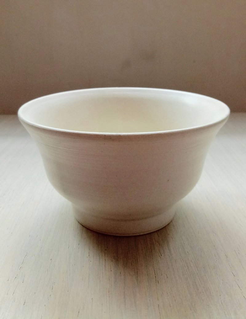 手拉禅风白色天然釉碗 - 碗 - 陶 白色