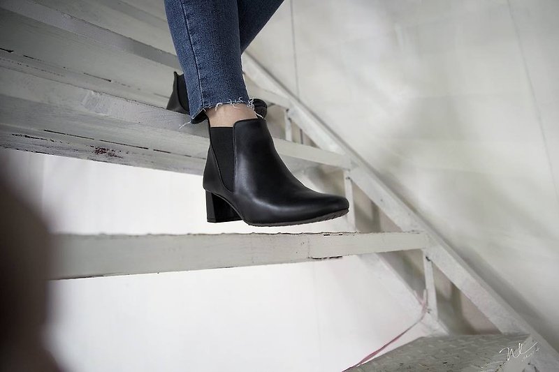 Turns Boots 跟靴(Black)原力黑 | WL - 女款短靴 - 真皮 黑色