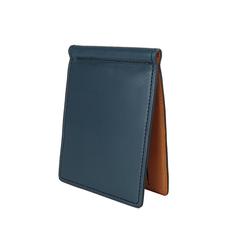 Money clip leather wallet /Blue - 皮夹/钱包 - 真皮 蓝色