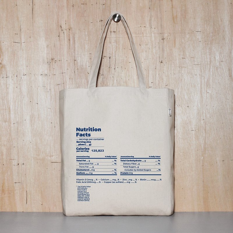帆布袋 托特包 环保袋 可买空白 - 营养表-3色可选 - 侧背包/斜挎包 - 棉．麻 蓝色
