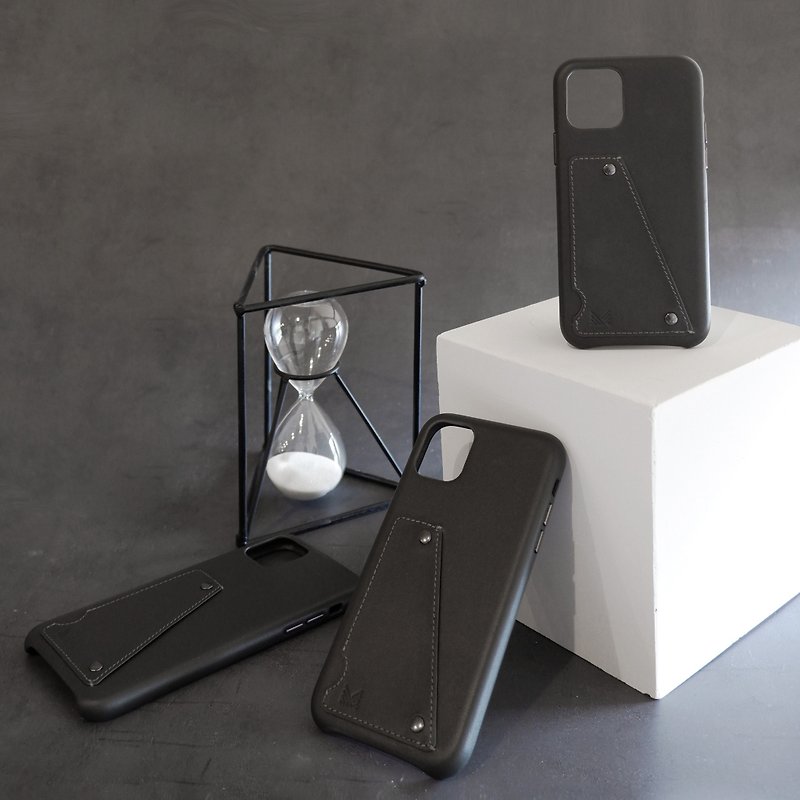 Exquisite | 真皮连卡套手机壳 iPhone11/Pro/Max - 炭灰色 - 手机壳/手机套 - 其他材质 黑色