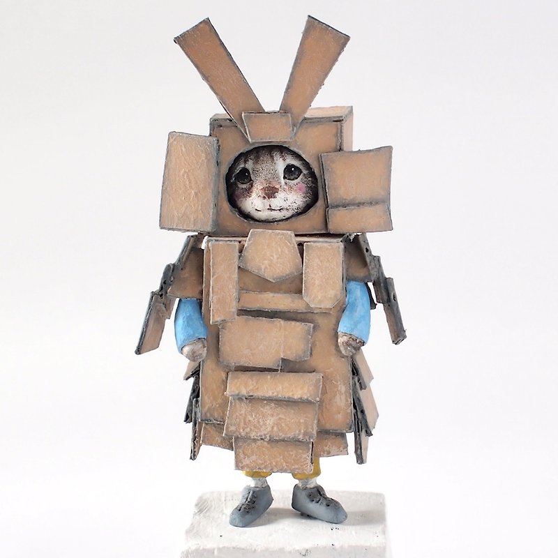 纸板武士猫 - （雕塑） - 玩偶/公仔 - 粘土 卡其色