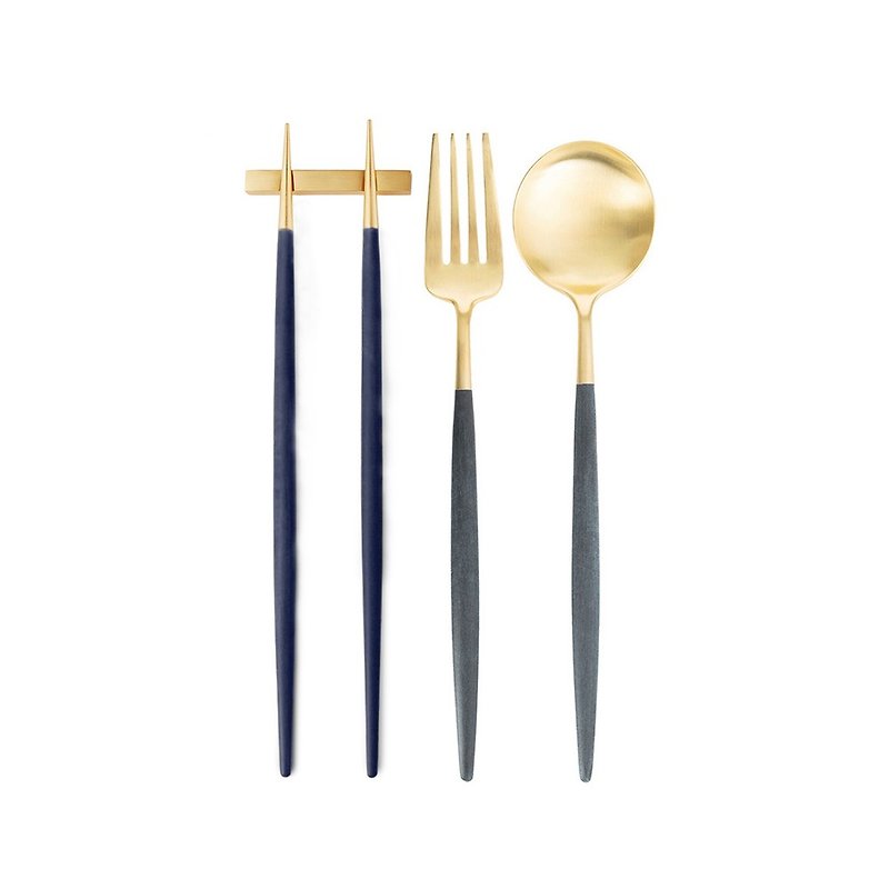 葡萄牙 Cutipol | GOA /  蓝金 / 中餐三件组 - 餐刀/叉/匙组合 - 不锈钢 蓝色