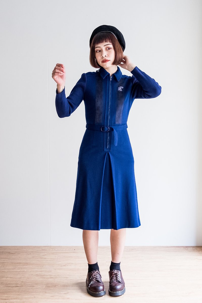 Vintage / 长袖洋装 no.5 tk - 洋装/连衣裙 - 其他材质 蓝色