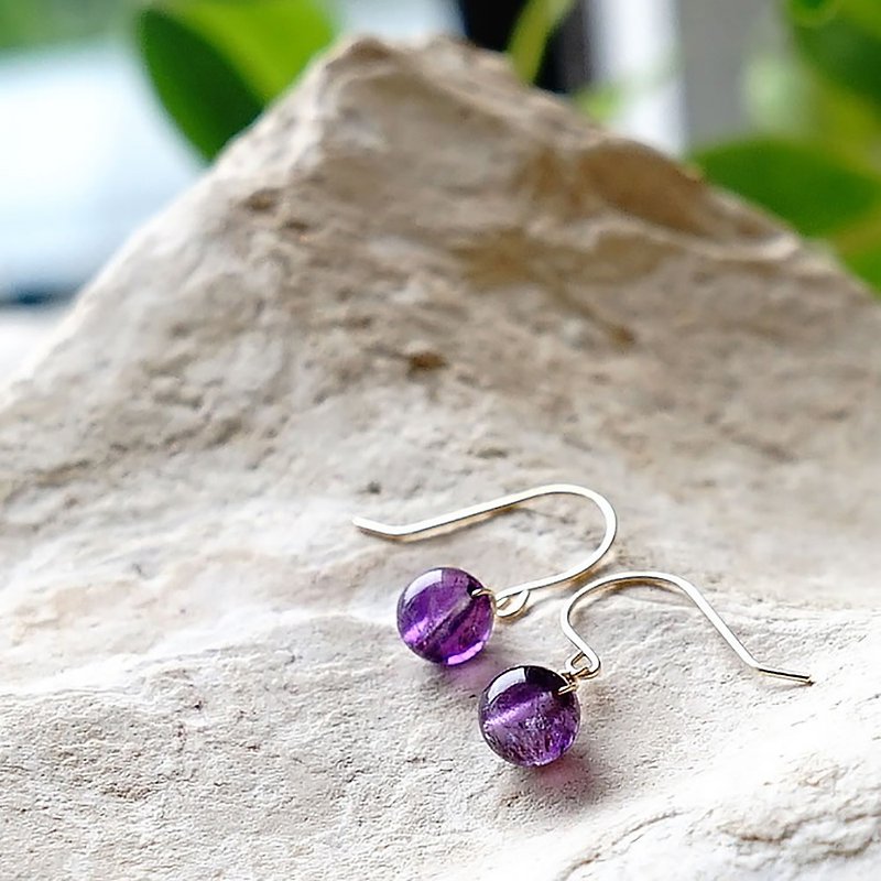 K18 高品質 スーパーセブン 小粒 ピアス or イヤリング 天然石 美しい紫色 - 耳环/耳夹 - 其他金属 紫色