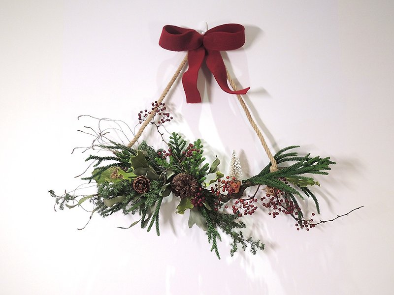 森林小树圣诞花圈门饰壁饰 - 干燥花/捧花 - 植物．花 绿色