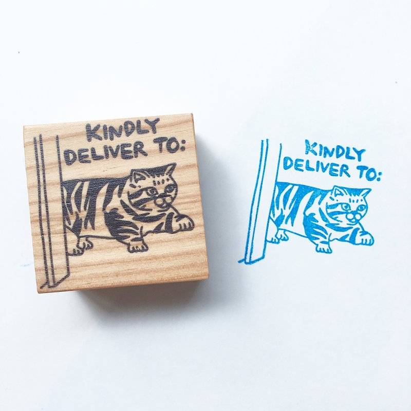Kindly Deliver To Cat Meme Rubber Stamp snail mail wooden block stamp - 印章/印台 - 木头 