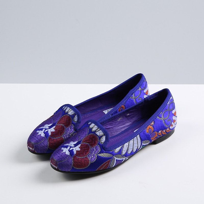 Koppori 真丝女装平底鞋 - 女款休闲鞋 - 绣线 紫色