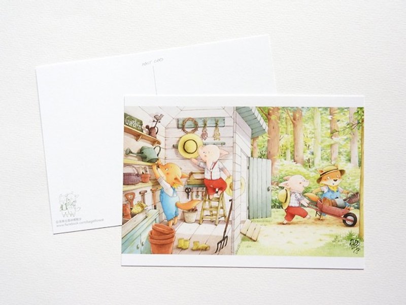 贝果插画明信片－阿尼和阿布的工具屋 - 卡片/明信片 - 纸 绿色