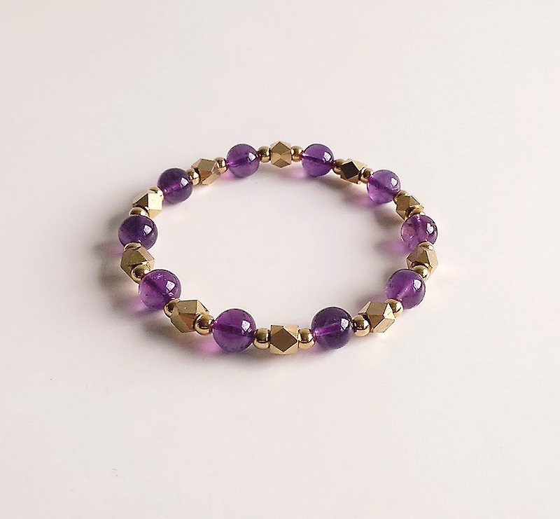 [ 宝石系 ] 暮之光 高质天然矿石 紫水晶 黄铜 • 手链 - 手链/手环 - 宝石 紫色
