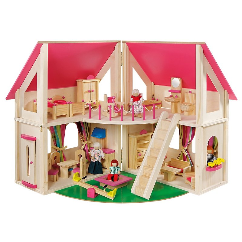 芝麻开门。可开合木制娃娃屋 - 玩具/玩偶 - 木头 