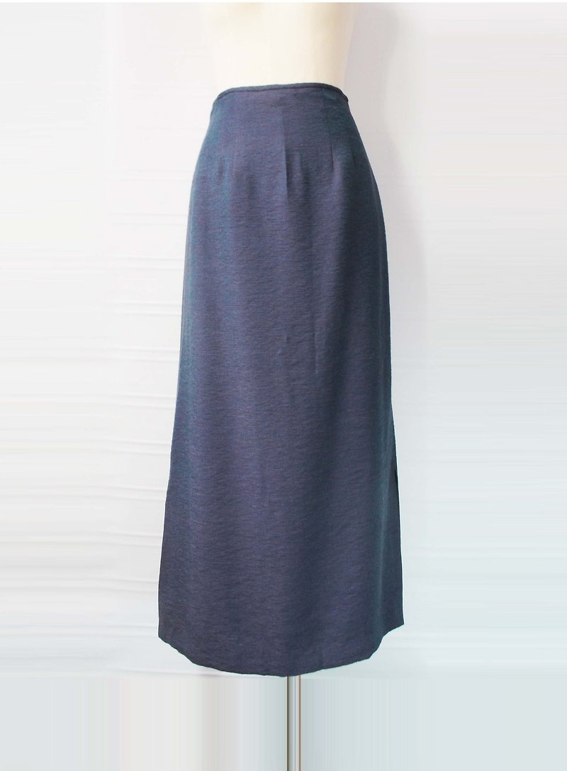 Wahr_紫蓝压纹长裙 - 裙子 - 其他材质 