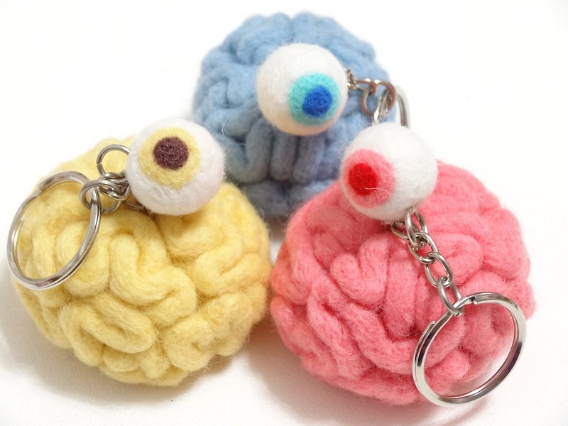 万圣节之大脑+眼珠-羊毛毡  钥匙圈、吊饰(可定制化更改颜色) - 钥匙链/钥匙包 - 羊毛 多色