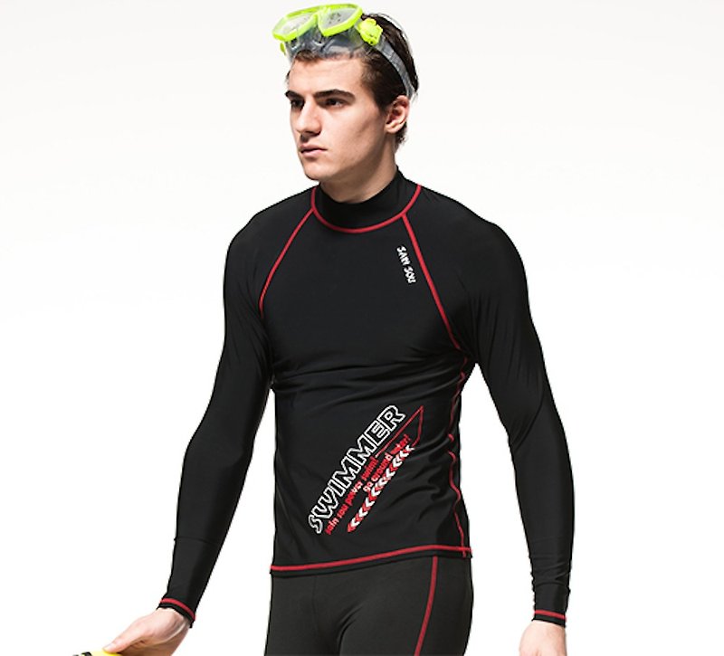 MIT 抗UV防水母螫咬 半身水母衣 - 男装泳裤 - 尼龙 黑色
