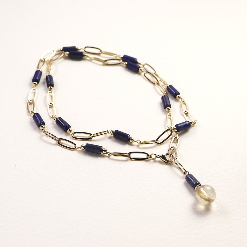 订做  青金石 钛晶 四种用法 手链脚链Y项链或项链 - 项链 - 半宝石 蓝色