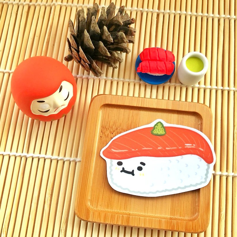 1212玩乐设计 逗趣 防水贴纸- 寿司系列- 鲑鱼握寿司 - 贴纸 - 防水材质 红色