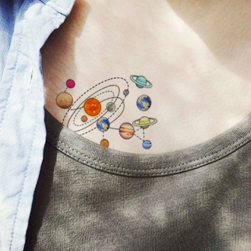 TU纹身贴纸-宇宙 太阳系／刺青／防水纹身／原创 - 纹身贴 - 纸 多色