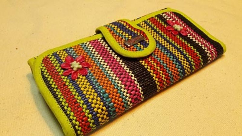 秘鲁 多彩 编织 长夹-绿 - 皮夹/钱包 - 植物．花 多色