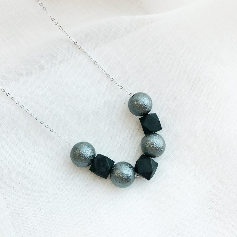 灰色  黑色木珠 闺蜜项链  项链 颈链 生日礼物  - 项链 - 塑料 黑色