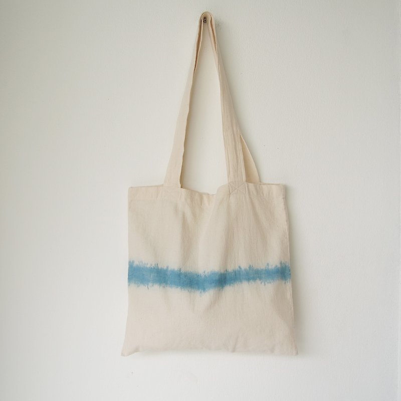 River tote bag / natural indigo dye - 手提包/手提袋 - 棉．麻 蓝色