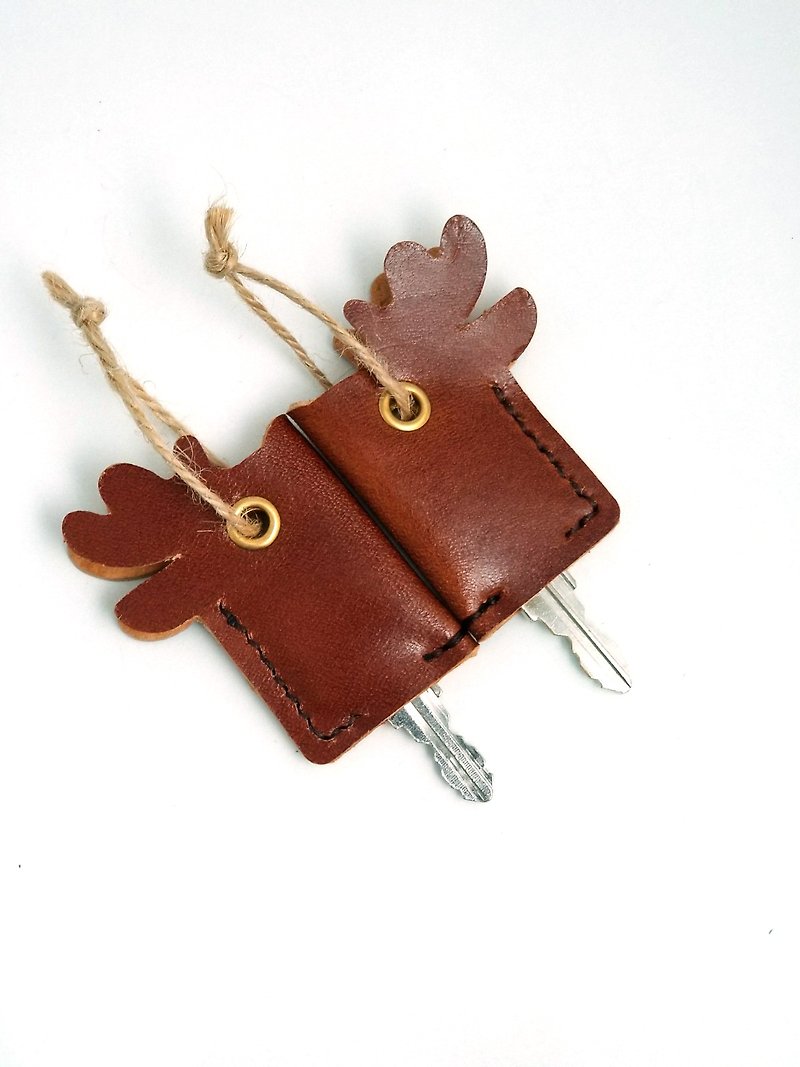 鎖匙套 掛飾 鹿 情侶鎖匙扣 - 钥匙链/钥匙包 - 真皮 咖啡色