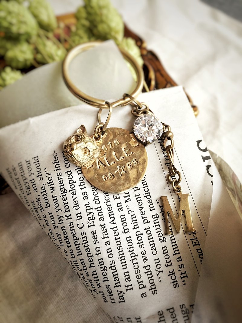 ❈La Don 拉冬❈ - 黄铜吊饰/钥匙圈 - 假面猫咪 - 定制敲字 - 钥匙链/钥匙包 - 其他金属 金色