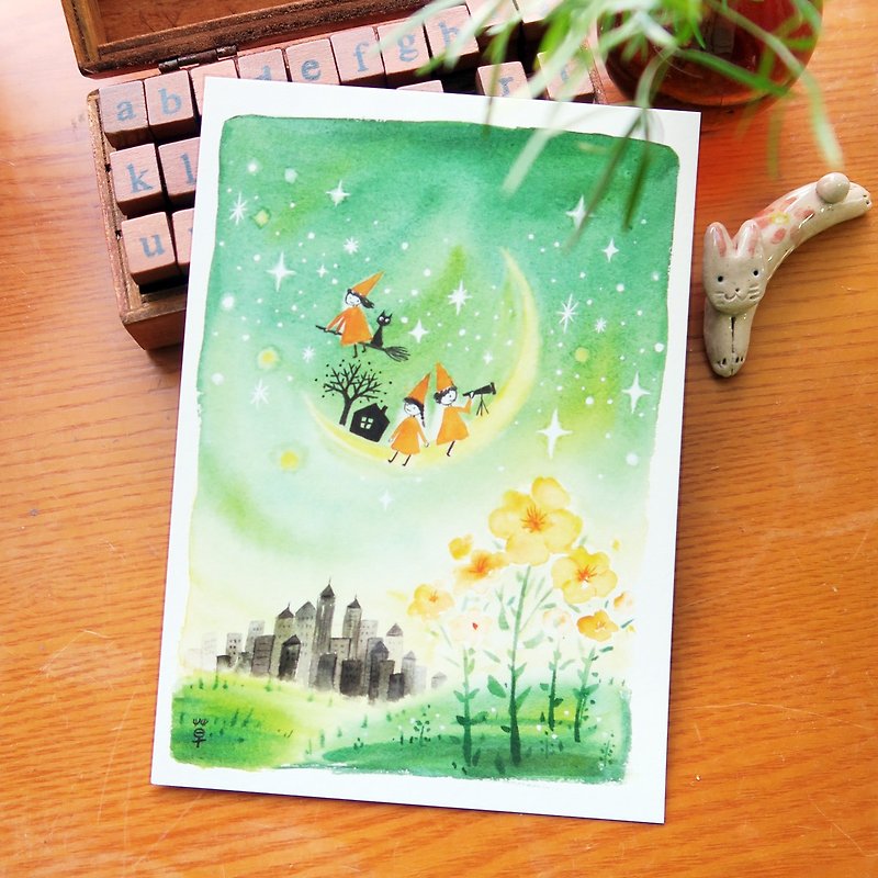 星月童话 明信片 - 卡片/明信片 - 纸 绿色