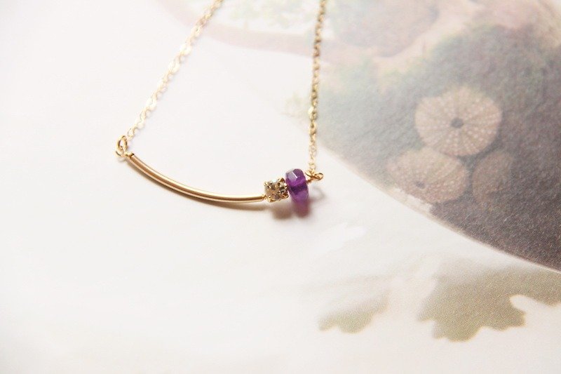 钻&紫水晶项链 / Swarovski Crystal Gold Plated & Amethyse - 项链 - 宝石 紫色