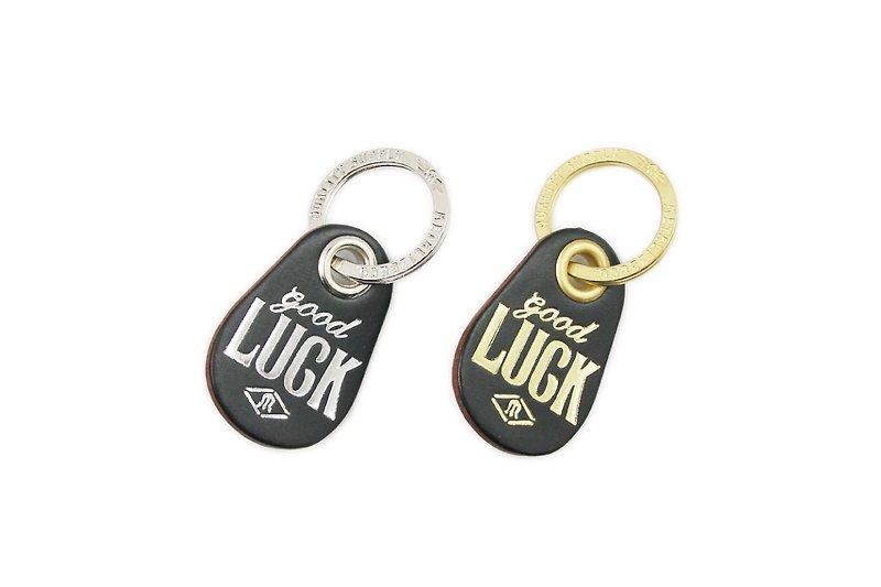 【METALIZE】Good Luck烫金皮牌钥匙圈 - 钥匙链/钥匙包 - 真皮 