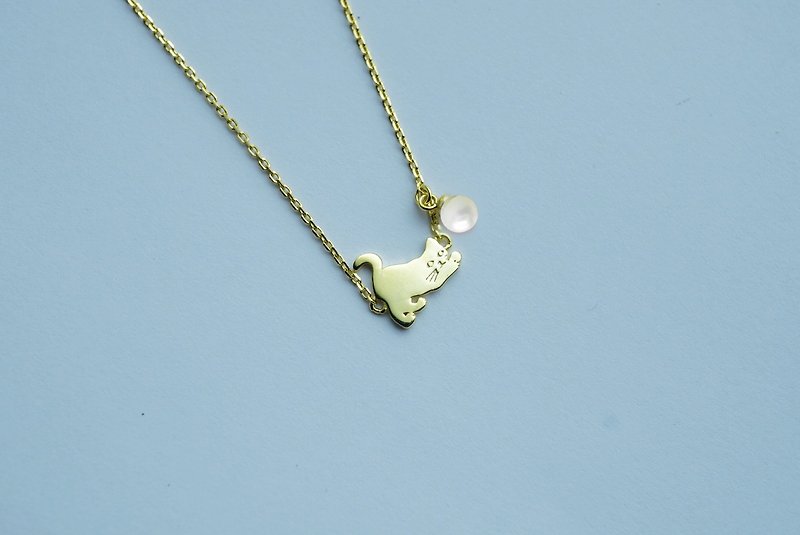 【Pinkoi x SOU・SOU】珍珠纯银猫猫项链 - 项链 - 纯银 白色