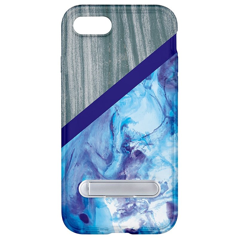 木系蓝色云石 隐藏磁石支架 iPhone 8 7 6 plus 手机壳 手机套 - 手机壳/手机套 - 塑料 白色