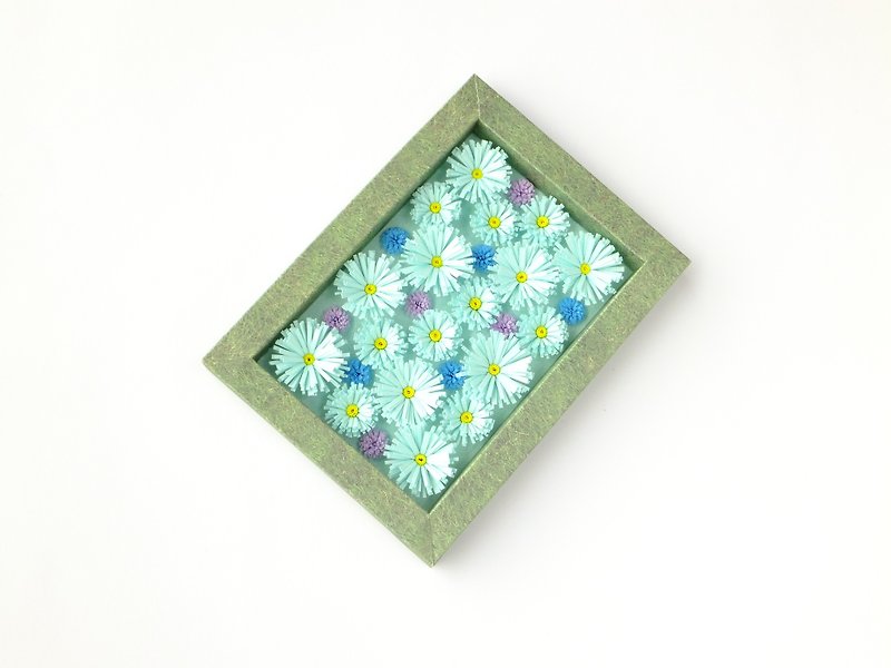 手作卷纸装饰相框-纯洁天真的幸福 雏菊摆饰 蓝绿 - 摆饰 - 纸 绿色