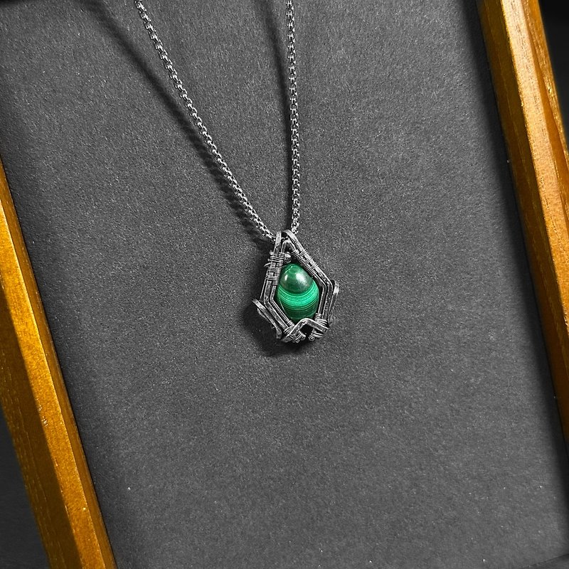 孔雀石 编织 纯银 项链 - 项链 - 宝石 绿色