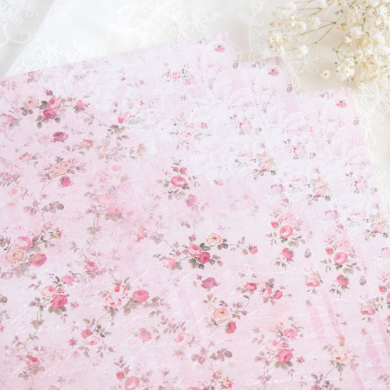 多用途包装纸 复古玫瑰 No.3 / 10张入 A4 尺寸 - 包装材料 - 纸 粉红色