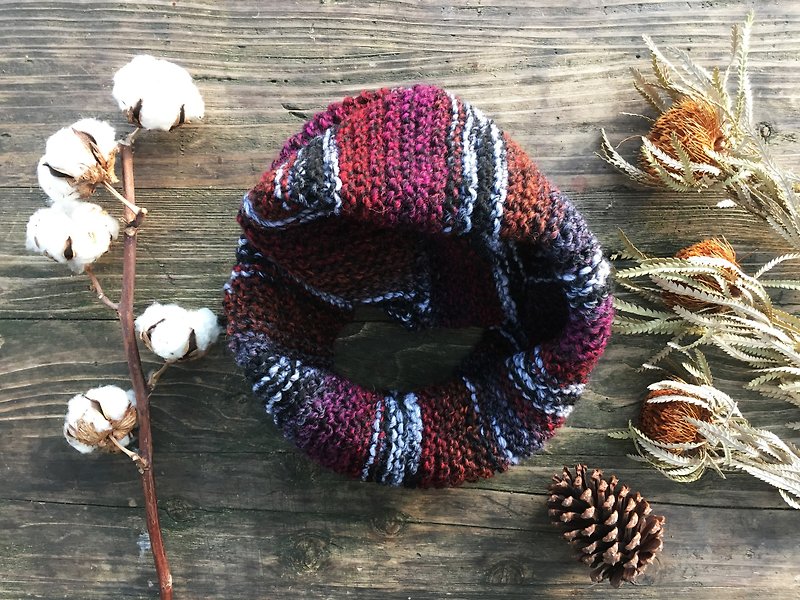 手工编织围脖--紫米红豆--礼物/新年 - 丝巾 - 羊毛 紫色