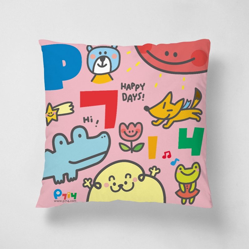 P714  短绒抱枕  happy days!  40x40 cm 生日礼物 - 枕头/抱枕 - 其他材质 粉红色