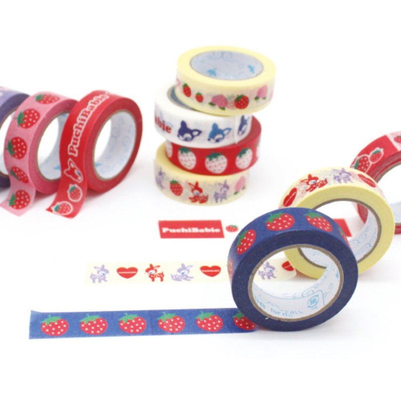 Puchi Babie Mini Craft Tape 1.5cm×10m Cute Present Gift Decolation Character - 纸胶带 - 纸 多色