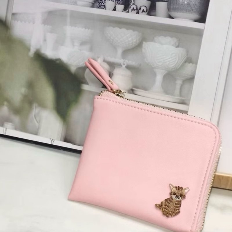 L型短夹 皮夹 零钱包 钱包 卡包 卡夹 生日 闺蜜 情人节 毕业礼物 - 皮夹/钱包 - 防水材质 粉红色