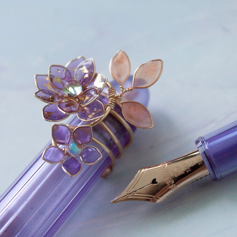 紫罗兰花，钢笔花装饰，花笔筒，笔袖 - 钢笔 - 树脂 紫色