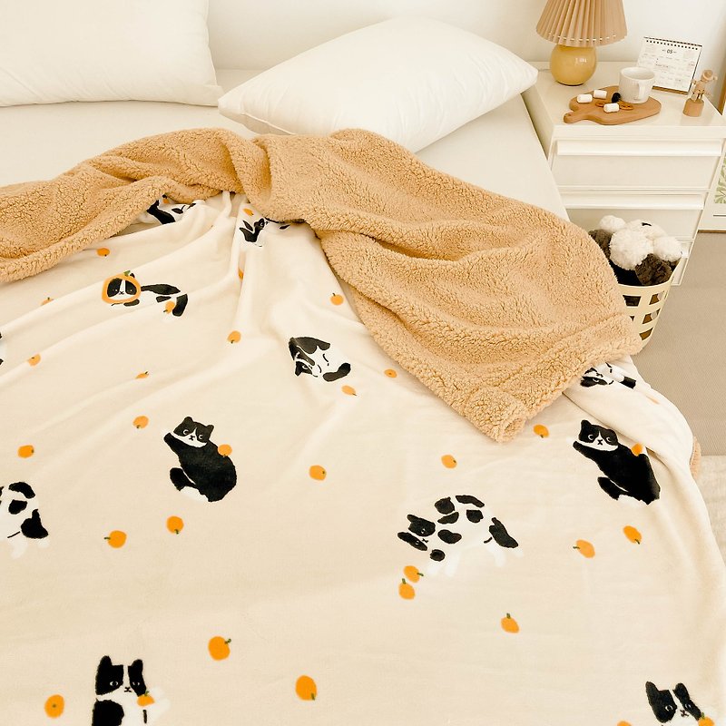 奶牛猫温暖版 原创设计奶油绒毛毯盖毯午睡毯软糯舒服保暖秋冬厚 - 被子/毛毯 - 其他材质 