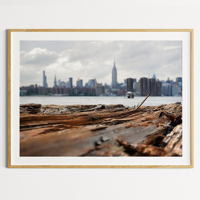 城市景观 城市混凝土外观建筑 灰色城市 棕色木镇 天空 - 海报/装饰画/版画 - 纸 
