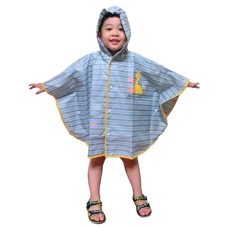 【台湾文创 Rain's talk】淘气猫咪儿童风雨衣 - 女装西装外套/风衣 - 防水材质 多色